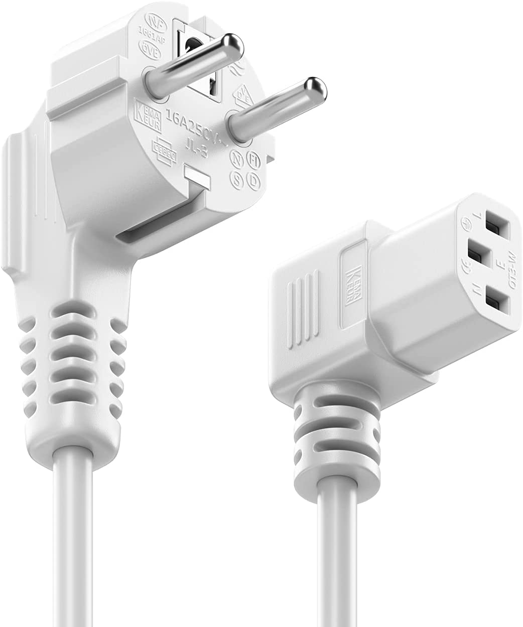 Cavo alimentazione C13 Angolato a Schuko Angolato 2m Bianco - Goobay ICOC 01-NC-D/ANGW