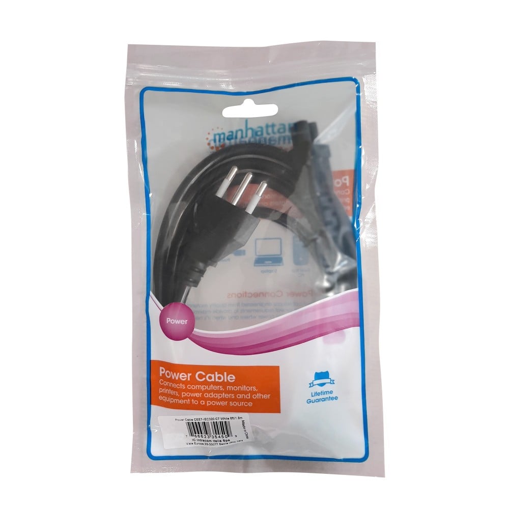 Cavo alimentazione C13 F angolato a spina italiana 1,8m nero - Manhattan ICOC 01-NC/ANG