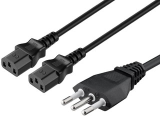Power Cable Doubled 2 C 13 Female to Italian 1,8 m Black - Manhattan ICOC 01 -NC/Y