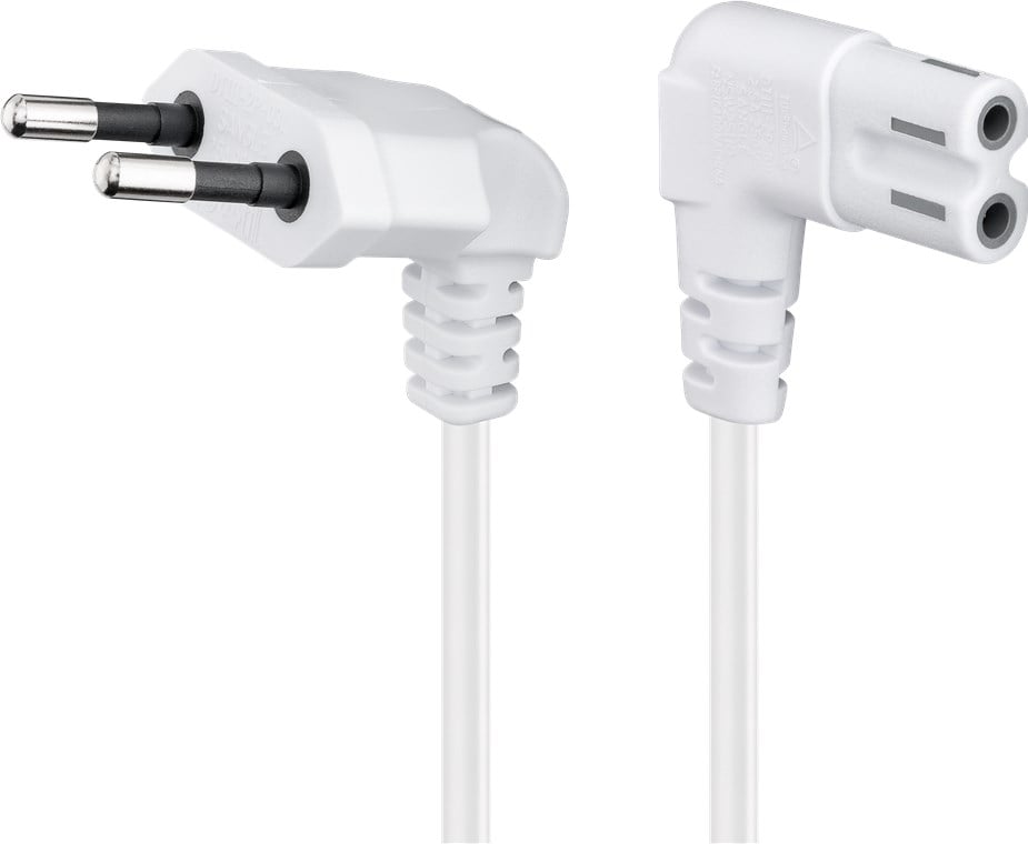 Cavo Alimentazione C7 a Italiana Angolati 0,75m Bianco - Goobay ICOC 02-NC-ANGW