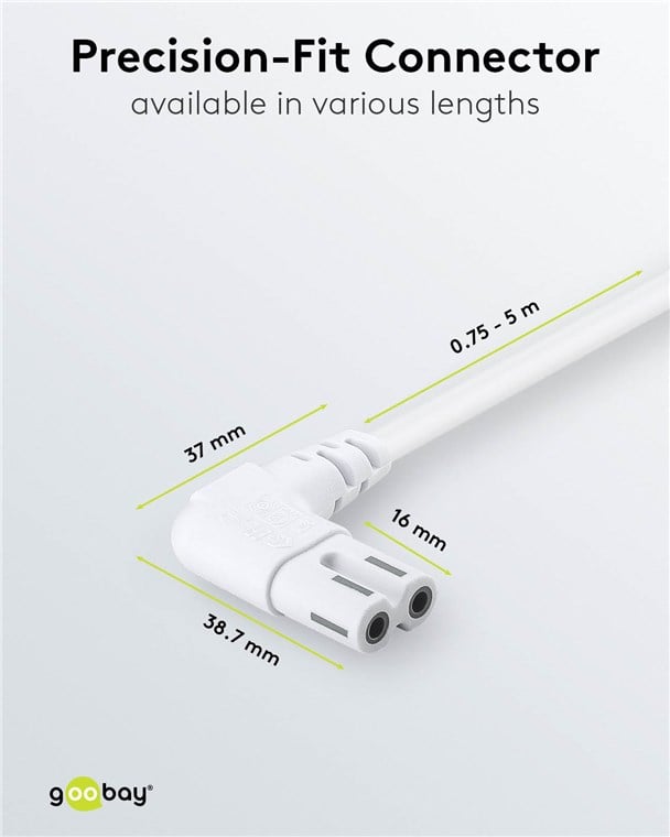 Cavo Alimentazione C7 a Italiana Angolati 0,75m Bianco - Goobay ICOC 02-NC-ANGW
