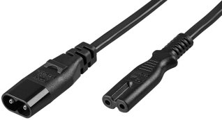 Cable Extension Power supply 2 poles C 7 /C 8 2 m Black - Goobay ICOC 02 -NC-EXTB