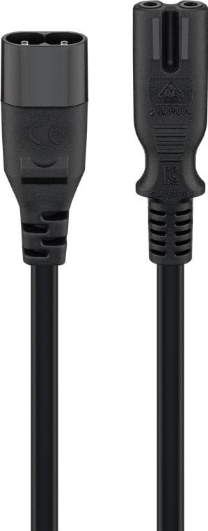 Cavo Prolunga di Alimentazione 2 poli C7/C8 2m Nero - Goobay ICOC 02-NC-EXTB