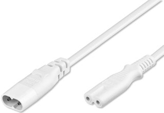 Cable Extension Power supply 2 poles C 7 /C 8 2 m White - Goobay ICOC 02 -NC-EXTW