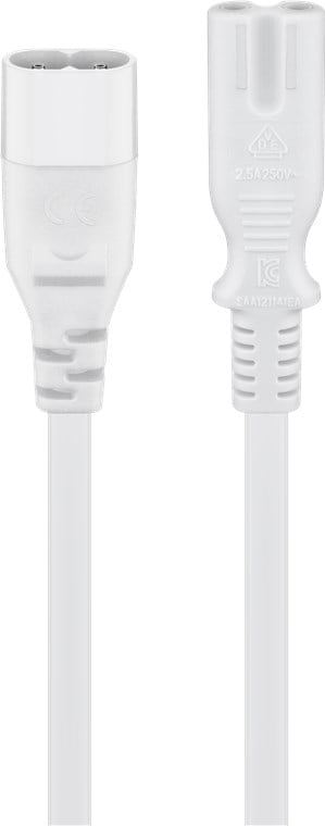 Cavo Prolunga di Alimentazione 2 poli C7/C8 2m bianco - Goobay ICOC 02-NC-EXTW