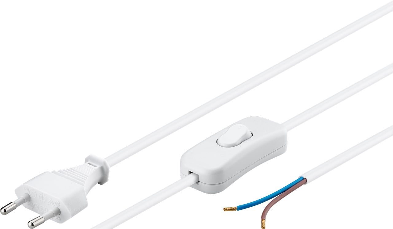 Cavo alimentazione spina euro/aperto con interruttore 1,5m bianco - Goobay ICOC 02-NC/SA-WH