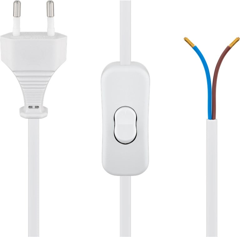 Cavo alimentazione spina euro/aperto con interruttore 1,5m bianco - Goobay ICOC 02-NC/SA-WH