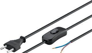 Euro/open plug power cable with black 1,5 m switch - Goobay ICOC 02 -NC/SA
