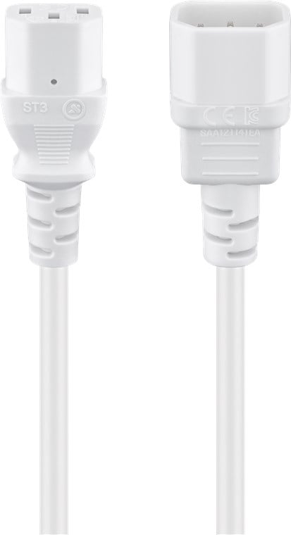 Cavo prolunga VDE C13 F a C14m 1m Bianco - Goobay ICOC 03-NC-01WH