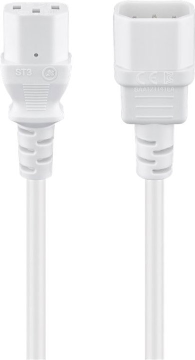 Cable Extension VDE C 13 Female C 14 Male 1 m White - Goobay ICOC 03 -NC- 01 Wh
