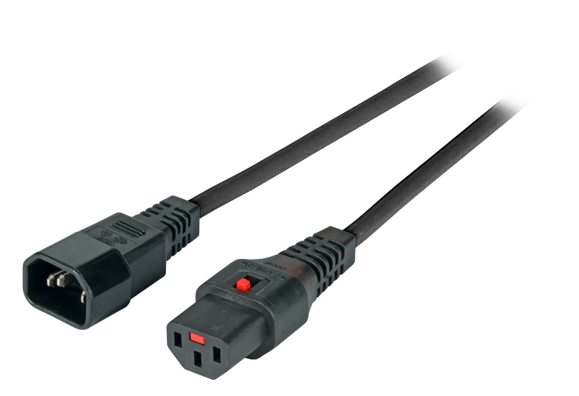 Cavo Prolunga C14 180° a C13 180° con Blocco IEC 1m - ICOC 03-NC-1-LOCK