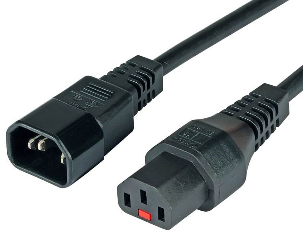 Cavo Prolunga C14 180° a C13 180° con Blocco IEC 3m - ICOC 03-NC-3-LOCK
