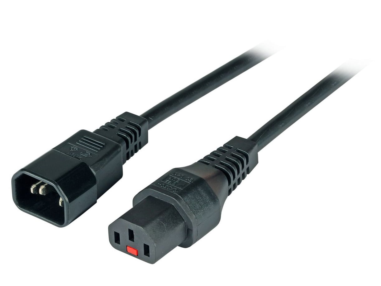 Cavo Prolunga C14 180° a C13 180° con Blocco IEC 3m - ICOC 03-NC-3-LOCK