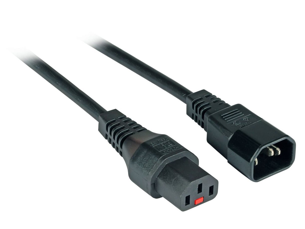 Cavo Prolunga C14 180° a C13 180° con Blocco IEC 3m - ICOC 03-NC-3-LOCK