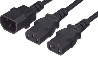 Cable Extension Power Supply Split 2 C 13 Female to 1 C 14 Male 1,8 m Black - Manhattan ICOC 03 -NC/Y