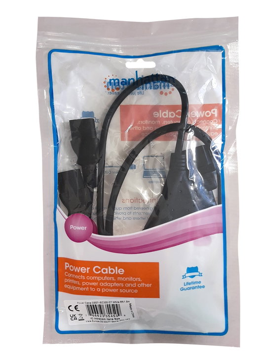 Cable Extension Power Supply Split 2 C 13 Female to 1 C 14 Male 1,8 m Black - Manhattan ICOC 03 -NC/Y