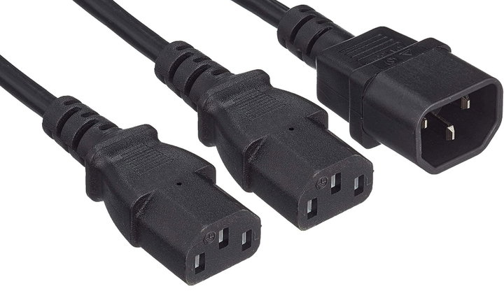 Cable Extension Power Supply Split 2 C 13 Female to 1 C 14 Male 1,8 m Black - Manhattan ICOC 03 -NC/Y