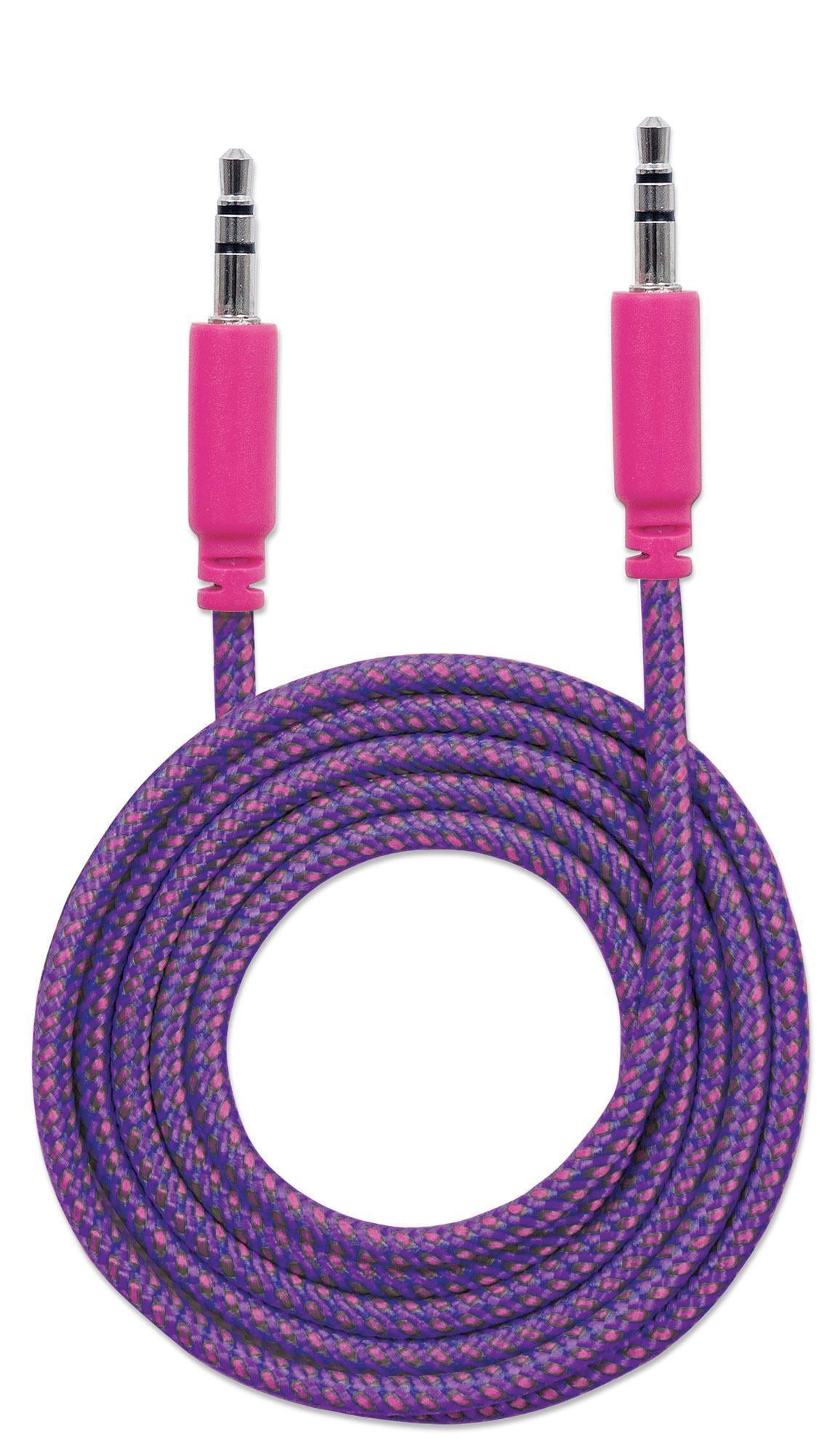 Cavo Audio con Guaina Intrecciata 1m Viola/Fucsia con Blister - Manhattan ICOC 03-SB-PPRB
