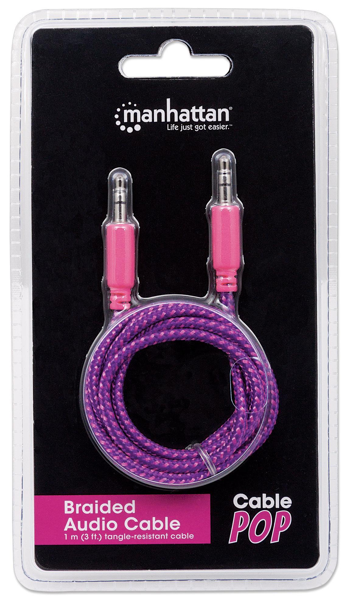 Cavo Audio con Guaina Intrecciata 1m Viola/Fucsia con Blister - Manhattan ICOC 03-SB-PPRB