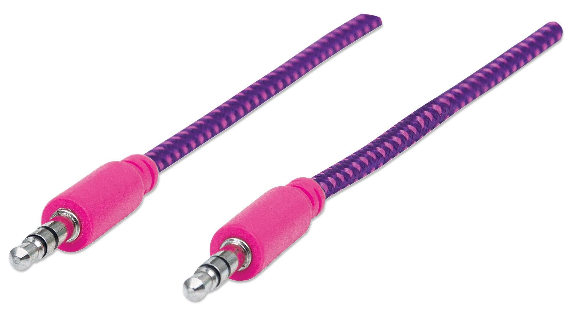Cavo Audio con Guaina Intrecciata 1m Viola/Fucsia con Blister - Manhattan ICOC 03-SB-PPRB