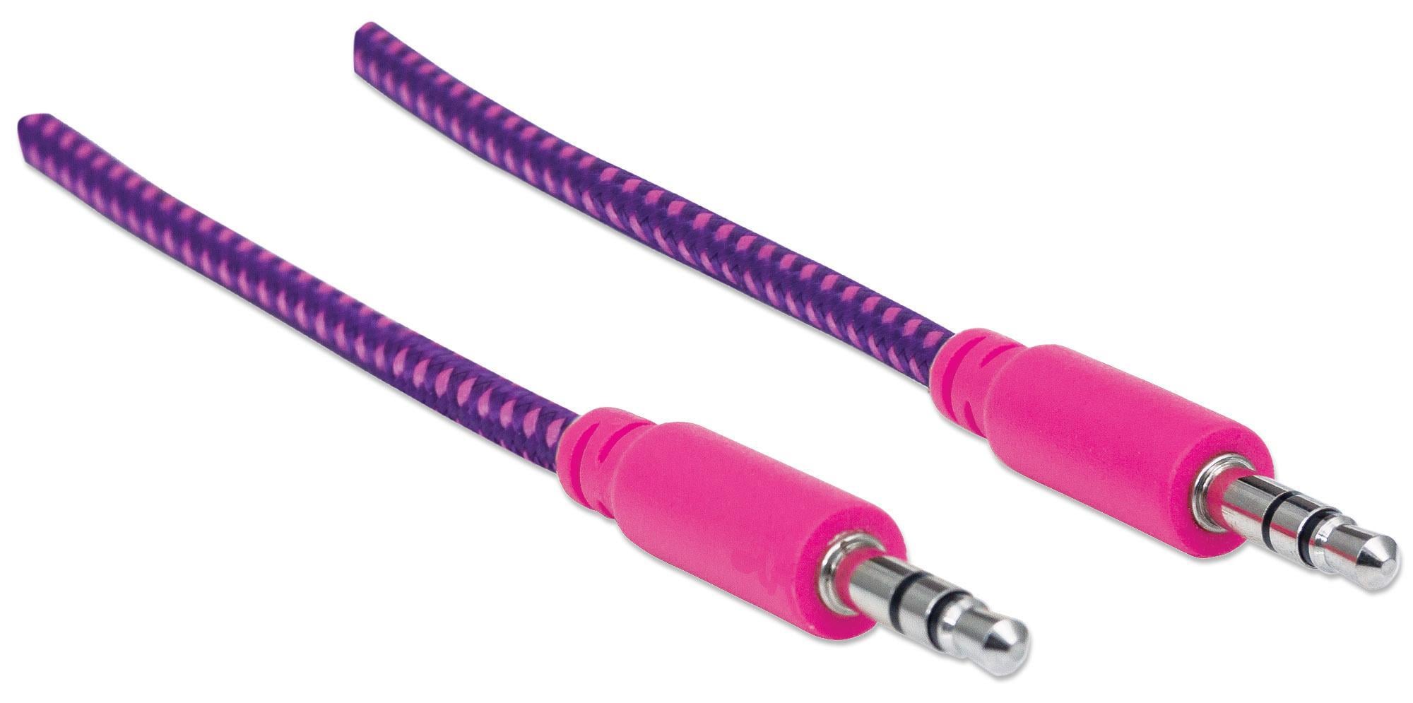 Cavo Audio con Guaina Intrecciata 1m Viola/Fucsia con Blister - Manhattan ICOC 03-SB-PPRB