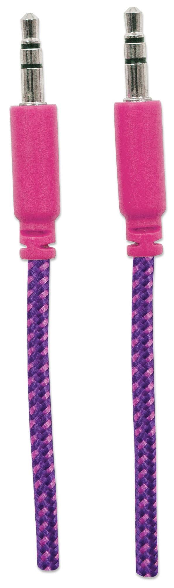 Cavo Audio con Guaina Intrecciata 1m Viola/Fucsia con Blister - Manhattan ICOC 03-SB-PPRB
