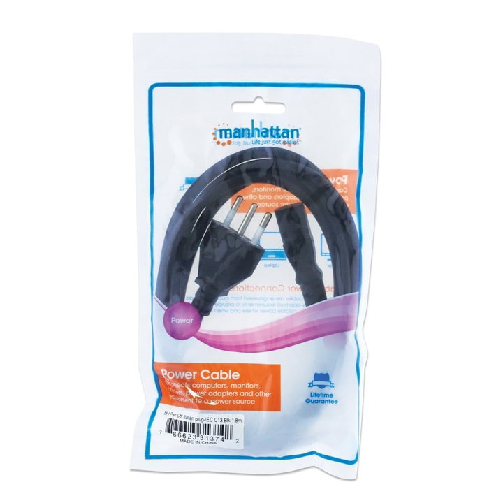 C 13 F power cable in Italian 3 m black - Manhattan ICOC 030 -NC/I