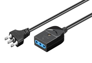 Italian power extension cable 3 pole socket 10 A plug 10 A 2 P+T 3 m - Techly ICOC 037 -NC- 03