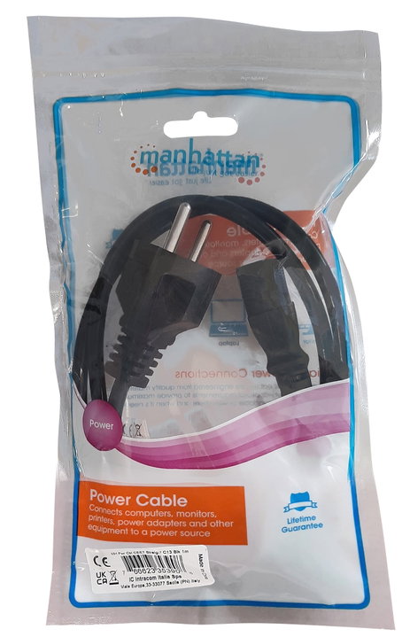 Cavo Alimentazione C5 Femmina a Schuko 1,8m Nero - Manhattan ICOC 05-NC/B
