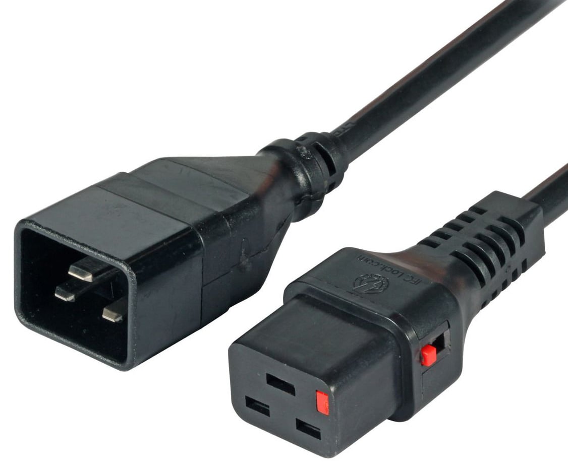 Cavo Prolunga C20 180° a C19 180° con Blocco IEC 1m - ICOC 065-NC-1-LOCK
