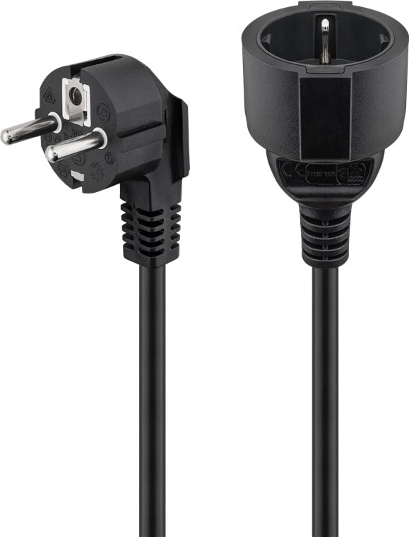 Cavo Alimentazione Schuko Maschio Angolato / Femmina 10m Nero - Goobay ICOC 068-NC-100