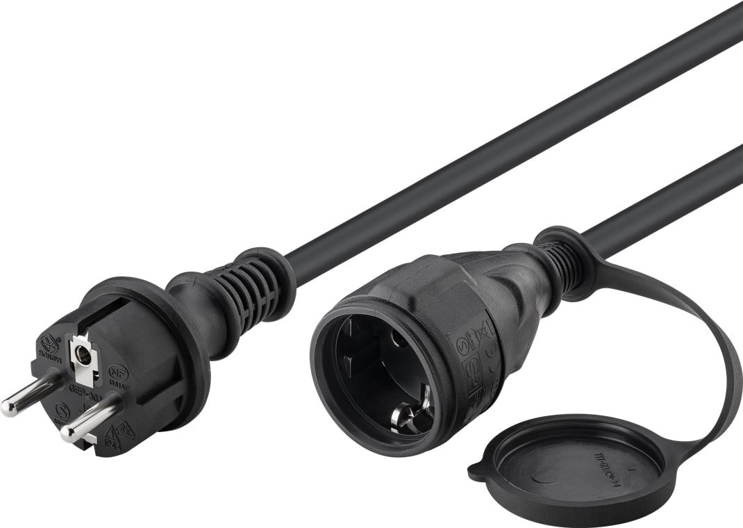 Cavo Alimentazione Schuko Maschio / Femmina da Esterno 10m Nero - Goobay ICOC 069-NC-100
