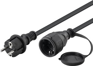 Cavo Alimentazione Schuko Maschio/Femmina da Esterno 10m Nero - Goobay ICOC 069-NC-100