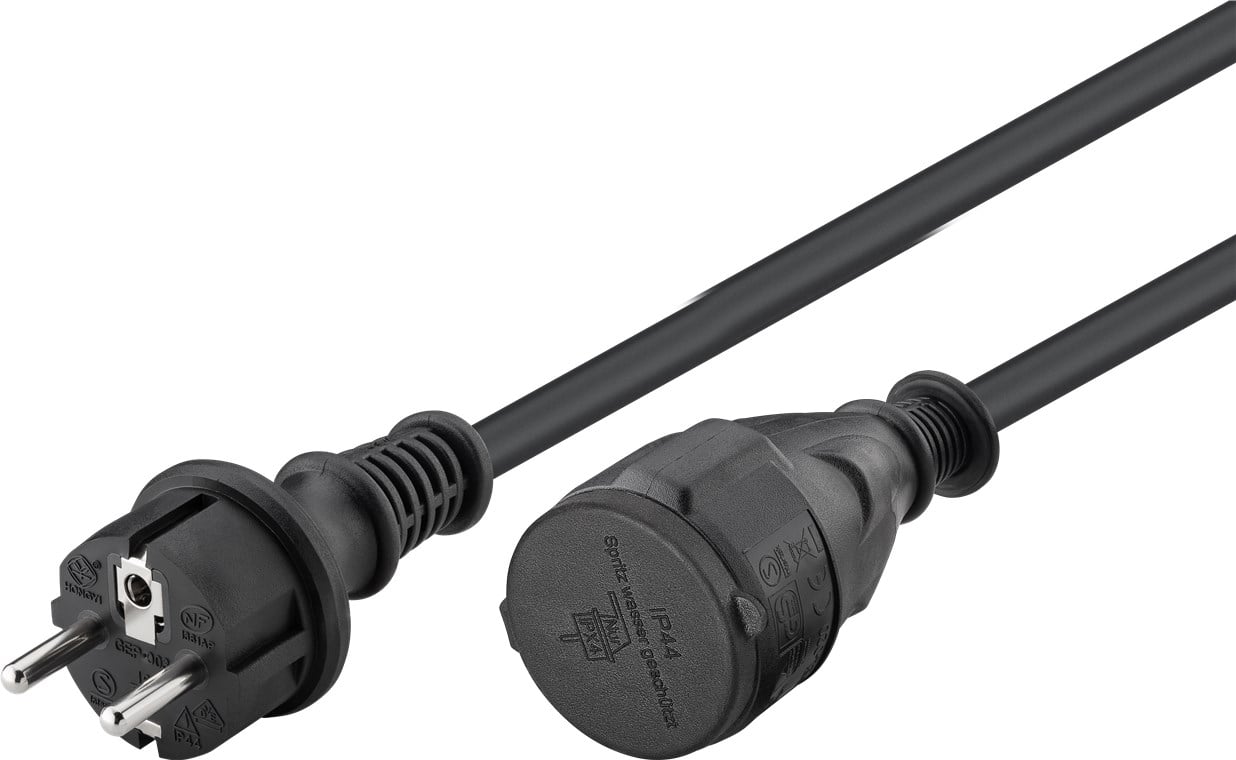 Cavo Alimentazione Schuko Maschio / Femmina da Esterno 10m Nero - Goobay ICOC 069-NC-100