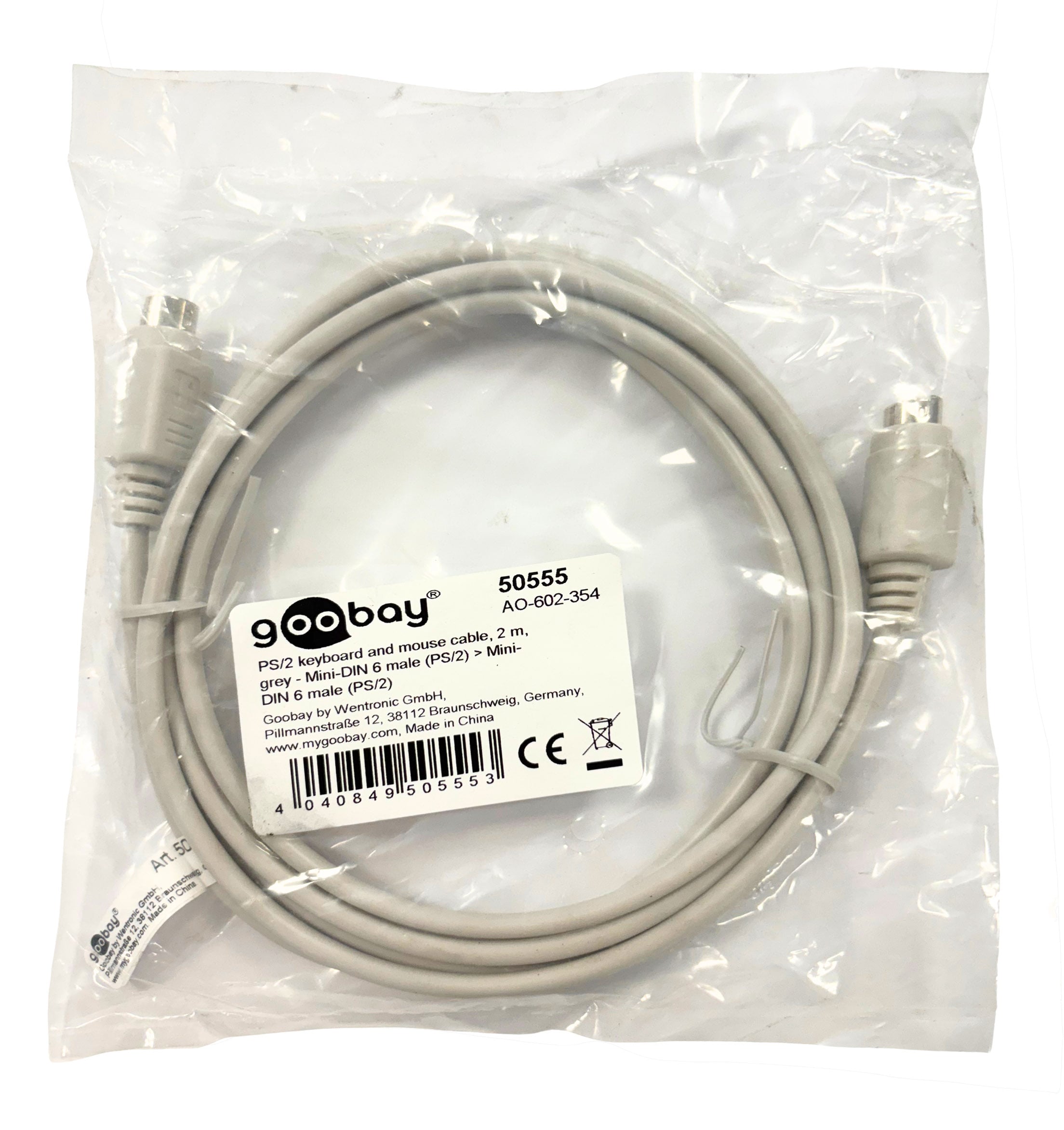 PS/ 2 m/M keyboard extension cable 2 m straight - Goobay ICOC 08 -CU-SM