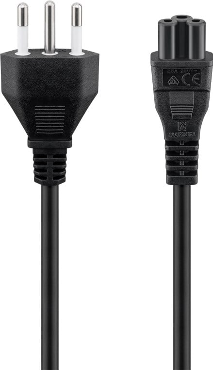 Cavo Alimentazione C5 Femmina a Spina Italiana 2,5m Nero - Goobay ICOC 09-NC-025G