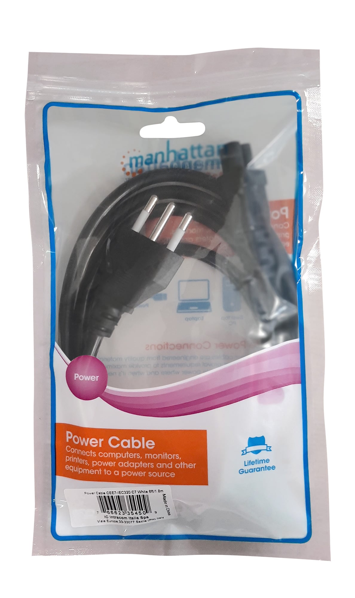 Cavo alimentazione C5 F a spina italiana 1,8m nero - Manhattan ICOC 09-NC