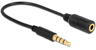 Cavo audio 3.5 mm M/F 4Pin convertitore assegnazione pin 17,5 cm nero - Delock ICOC 19-SB-HP