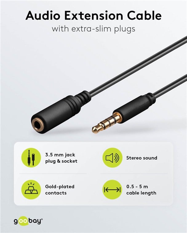 Cavo Prolunga Stereo 3.5 mm M/F 4Pin 1m Nero - Goobay ICOC 19-SB-HPG-010