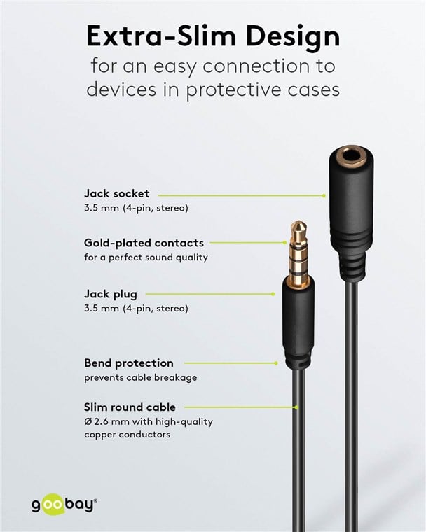 Cavo Prolunga Stereo 3.5 mm M/F 4Pin 1m Nero - Goobay ICOC 19-SB-HPG-010
