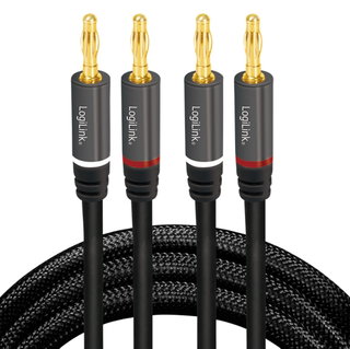Cavo per Altoparlanti 2x2 Spinotti a Banana Nylon Nero 5m - Logilink ICOC 25-SB-050