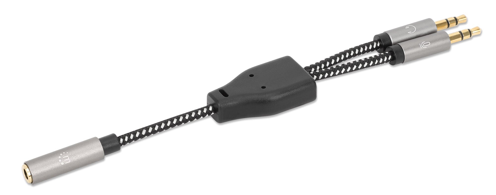 Headphone adapter cable with splitter Audio Stereo AUX 15 cm - Manhattan ICOC 35 H- 1 F 2 M- 015