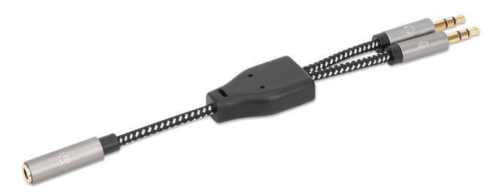 Cavo Adattatore per Cuffie con Splitter Audio Stereo AUX 15cm - Manhattan ICOC 35H-1F2M-015