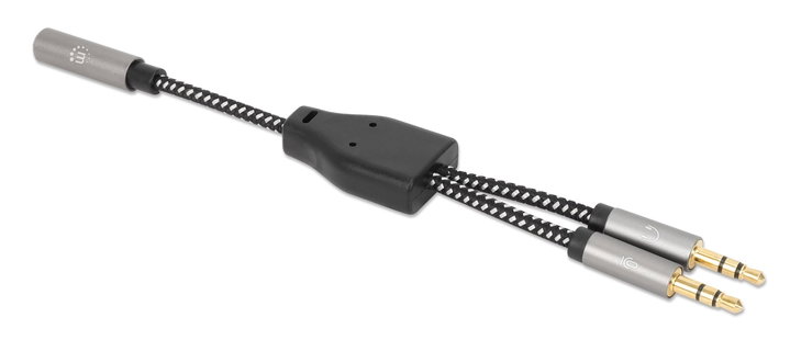 Cavo Adattatore per Cuffie con Splitter Audio Stereo AUX 15cm - Manhattan ICOC 35H-1F2M-015