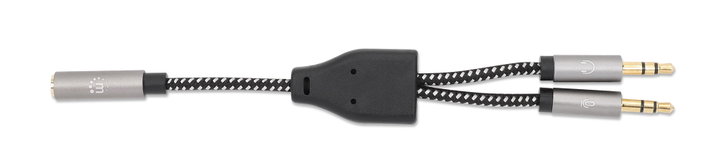 Cavo Adattatore per Cuffie con Splitter Audio Stereo AUX 15cm - Manhattan ICOC 35H-1F2M-015