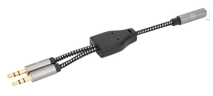 Cavo Adattatore per Cuffie con Splitter Audio Stereo AUX 15cm - Manhattan ICOC 35H-1F2M-015