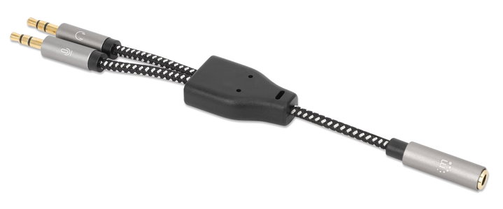 Cavo Adattatore per Cuffie con Splitter Audio Stereo AUX 15cm - Manhattan ICOC 35H-1F2M-015