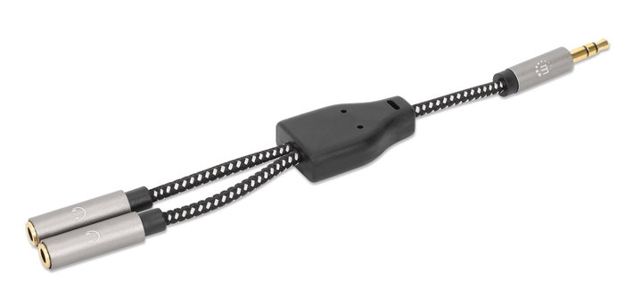 Cavo Adattatore Sdoppiatore Audio per Cuffie Stereo AUX 15cm - Manhattan ICOC 35H-1M2F-015