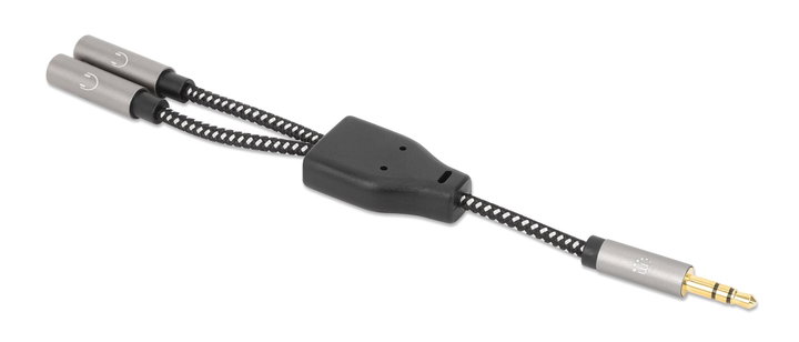 Cavo Adattatore Sdoppiatore Audio per Cuffie Stereo AUX 15cm - Manhattan ICOC 35H-1M2F-015