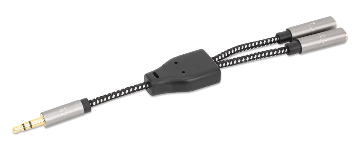 Cavo Adattatore Sdoppiatore Audio per Cuffie Stereo AUX 15cm - Manhattan ICOC 35H-1M2F-015